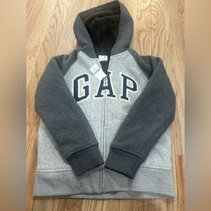 GAP Kids Sherpa Lined Gray Zip-Up Hoodie